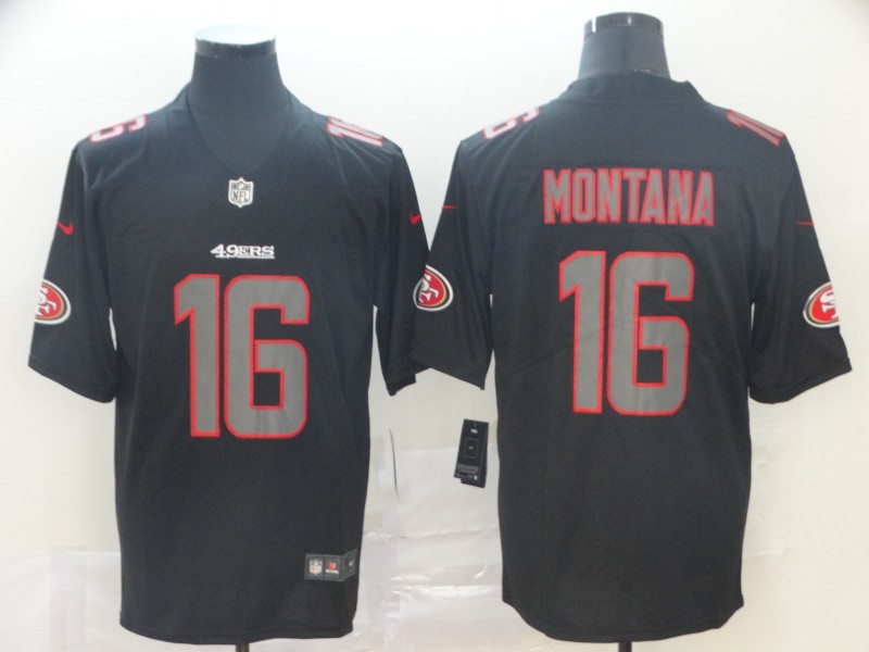 Men's San Francisco 49ers Joe Montana #16 Black Team Jersey